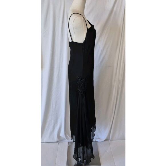 Vintage Collette Dinnigan 100% Silk Black Y2K Gown Dress Medium Embellished - Picture 5 of 12